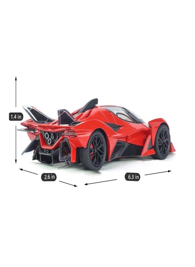 SASBSC Toy Cars Apo Project EVO Model 1:32 Metal Diecast Car Toys with Light and Sound Pull Back Car for 3 4 5 6 7 Year Old Boys (Red) - Image 3